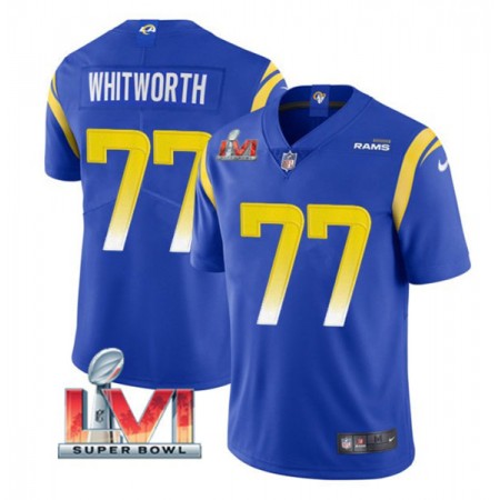 Miesten Los Angeles Rams NFL Pelipaita Andrew Whitworth 77 Royal 2022 Super Bowl LVI Vapor Limited